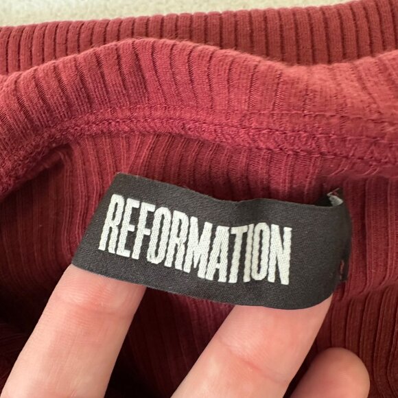 Reformation Wimbledon Collared Ribbed Knit Tennis Dress Garnet Red Size Small - Picture 3 of 9